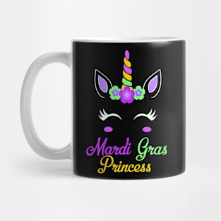 Little Miss Mardi Gras Princess Unicorn Girls Kids toddlers Mug